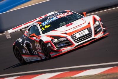 14;14;9-February-2014;Audi-R8-LMS;Australia;Bathurst;Bathurst-12-Hour;Kevin-Gleason;NSW;New-South-Wales;Oliver-Gavin;Richard-Meins;Rob-Huff;Rotek-Racing;auto;endurance;motion-blur;motorsport;racing;super-telephoto