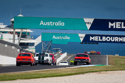 51;55;24-November-2018;51;55;Australia;Ford-Capri-GT;Ford-Mustang;Historic-Touring-Cars;Island-Magic;Phillip-Island;Stephen-Craig;Tony-Gilfuis;Victoria;auto;motorsport;racing;super-telephoto