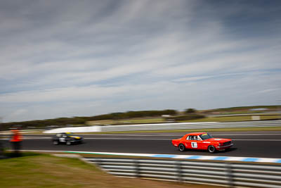 9;23-November-2019;9;Australia;Ford-Mustang;Harry-Bargwanna;Historic-Touring-Cars;Island-Magic;Phillip-Island;VIC;Victoria;auto;clouds;motorsport;racing;sky;wide-angle