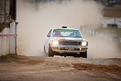 21;1975-Datsun-180B;21;29-November-2019;Alpine-Rally;Australia;Bairnsdale-Speedway;Datsun;East-Gippsland;Fro-Horobin;Gippsland;Michael-Taylor;P81;Rally;VIC;auto;classic;historic;motorsport;racing;super-telephoto;vintage