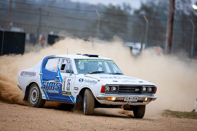 35;1976-Datsun-180B;29-November-2019;35;Alpine-Rally;Australia;Bairnsdale-Speedway;C2;Datsun;East-Gippsland;Gippsland;Jason-Sims;Ken-Moore;Rally;VIC;auto;classic;historic;motorsport;racing;super-telephoto;vintage