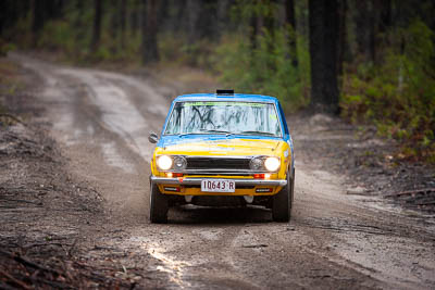 10;10;1971-Datsun-1600;30-November-2019;Alpine-Rally;Australia;CRC;Carl-Stewart;Datsun;Gippsland;Matthew-James;Rally;VIC;auto;classic;historic;motorsport;racing;special-stage;super-telephoto;vintage