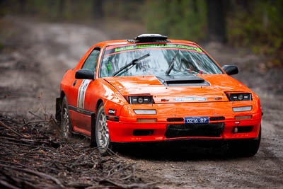 16;16;1985-Mazda-RX7;30-November-2019;Alpine-Rally;Australia;Gippsland;Mazda;P20;Phil-Hurle;Rally;Rowan-Woollard;VIC;auto;classic;historic;motorsport;racing;special-stage;super-telephoto;vintage